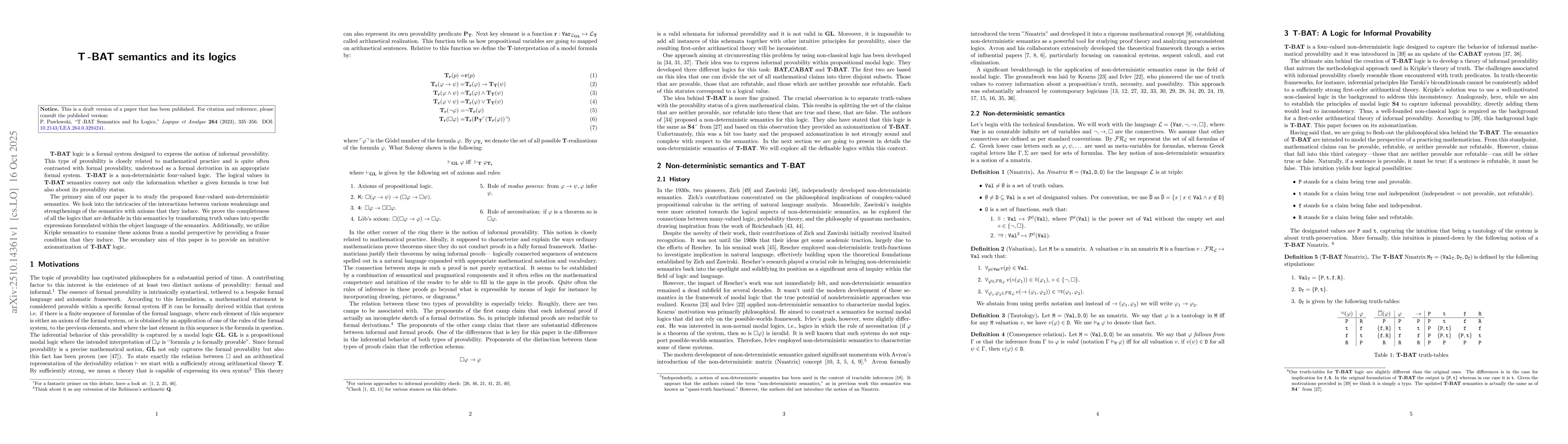 Thumbnail for T-BAT semantics and its logics