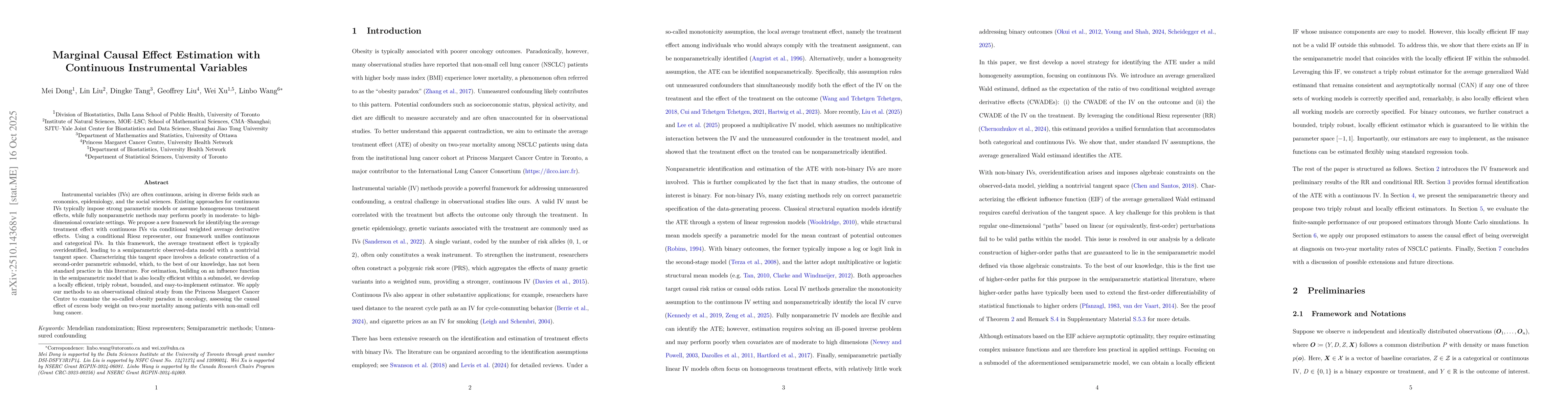 Thumbnail for Marginal Causal Effect Estimation with Continuous Instrumental Variables