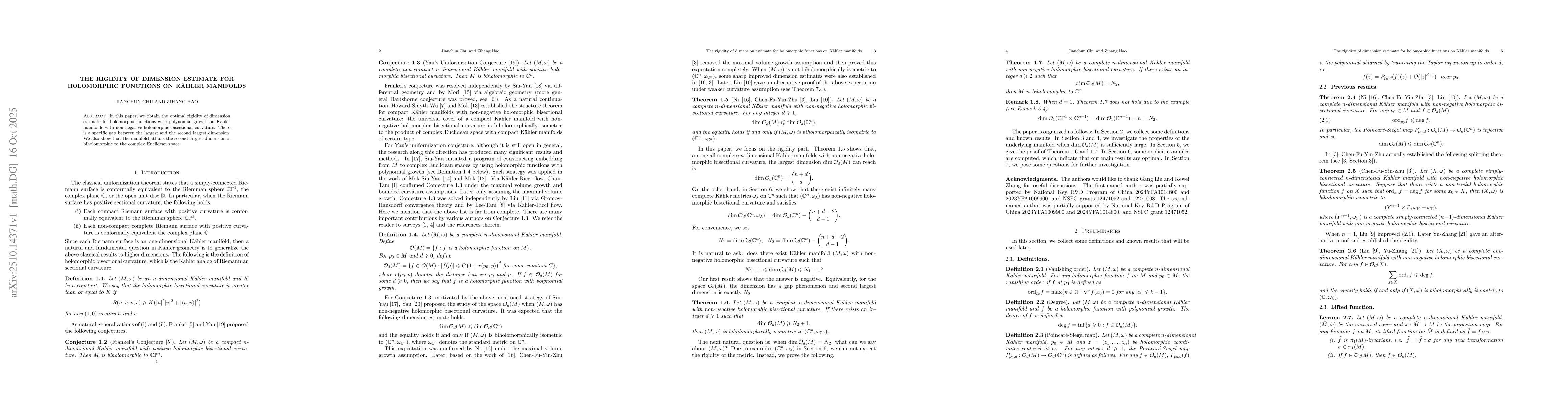 Thumbnail for The rigidity of dimension estimate for holomorphic functions on Kähler
  manifolds