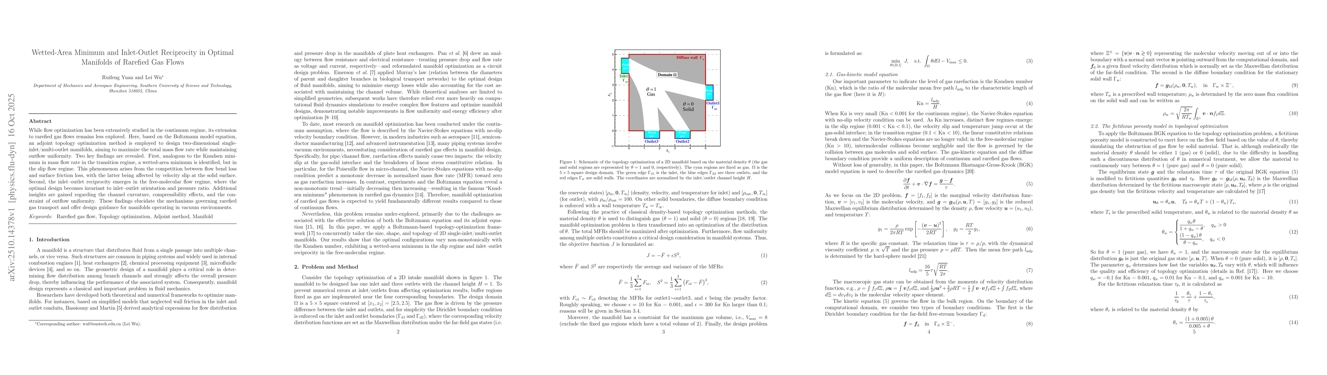 Thumbnail for Wetted-Area Minimum and Inlet-Outlet Reciprocity in Optimal Manifolds of
  Rarefied Gas Flows