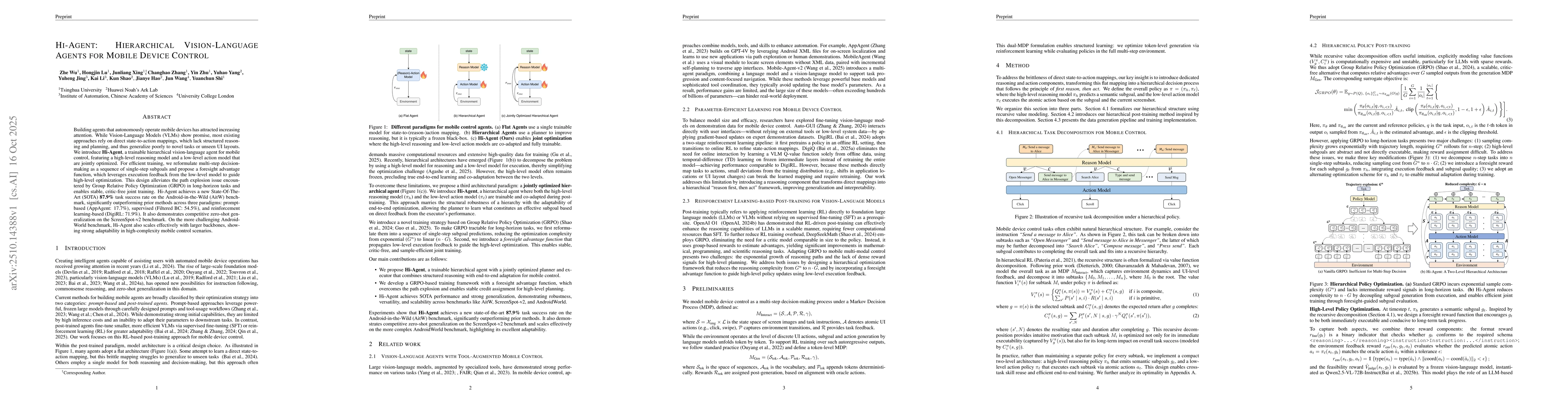 Thumbnail for Hi-Agent: Hierarchical Vision-Language Agents for Mobile Device Control