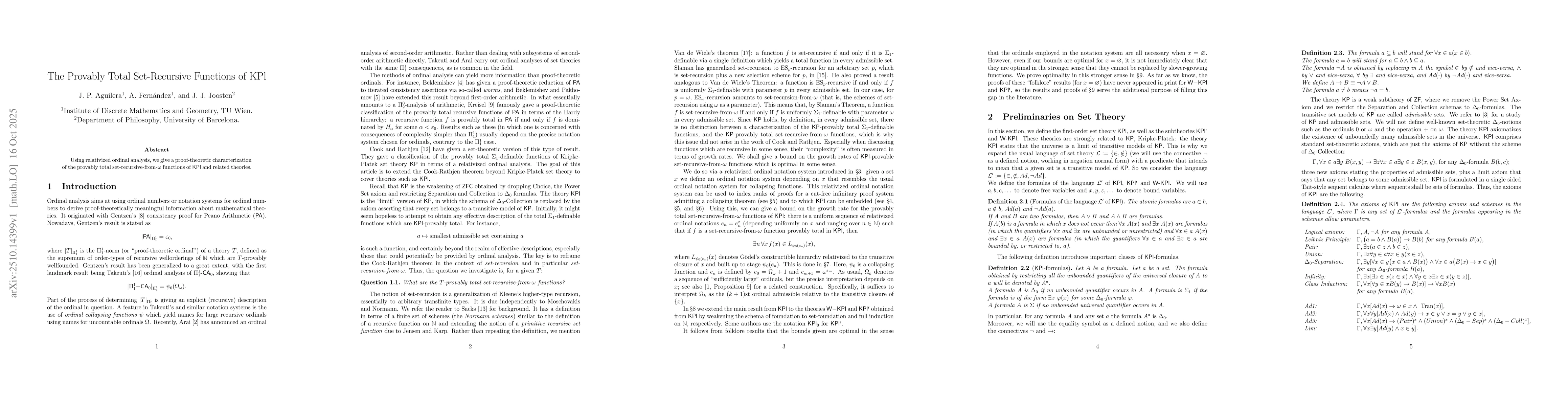 Thumbnail for The Provably Total Set-Recursive Functions of KPl