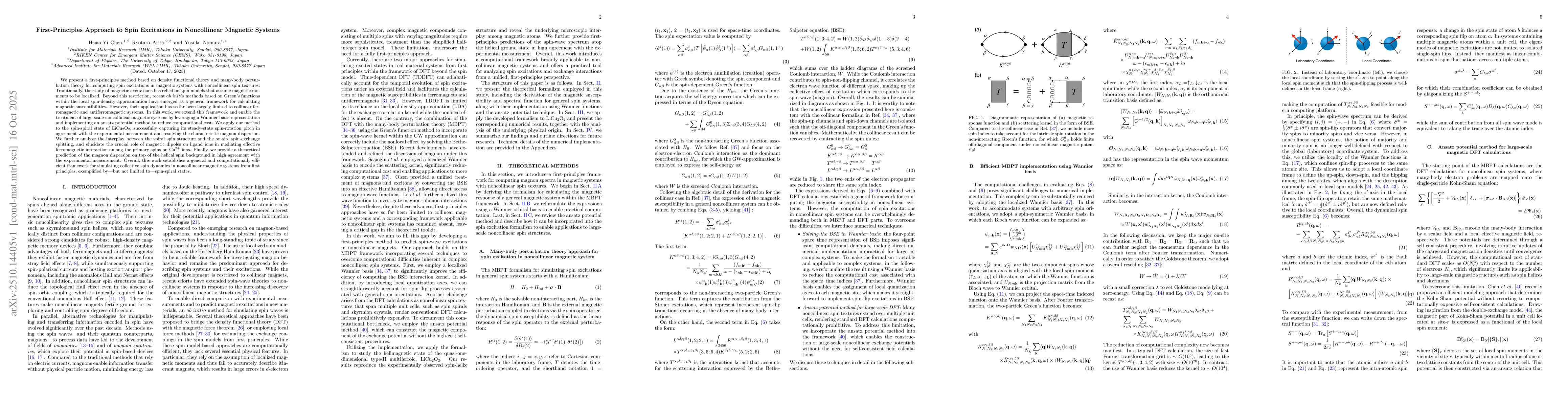 Thumbnail for First-Principles Approach to Spin Excitations in Noncollinear Magnetic
  Systems