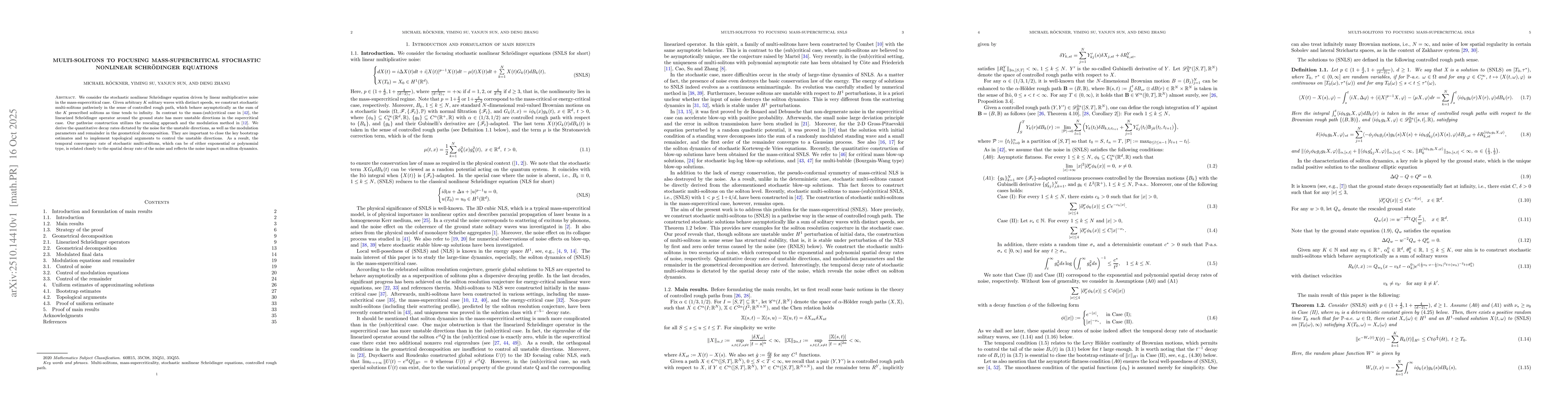 Thumbnail for Multi-solitons to focusing mass-supercritical stochastic nonlinear
  Schrödinger equations