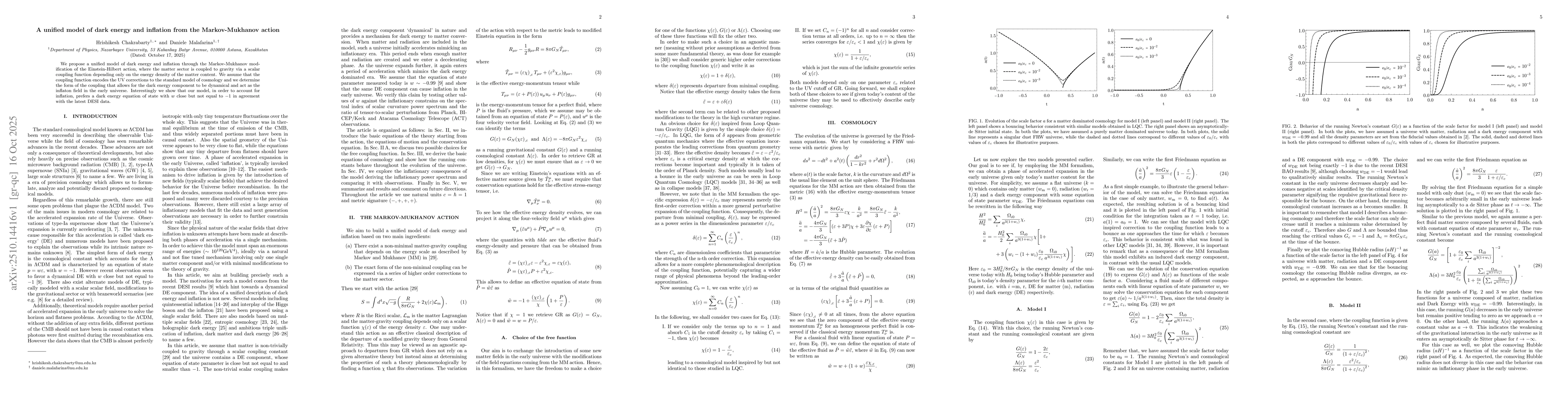 Thumbnail for A unified model of dark energy and inflation from the Markov-Mukhanov
  action