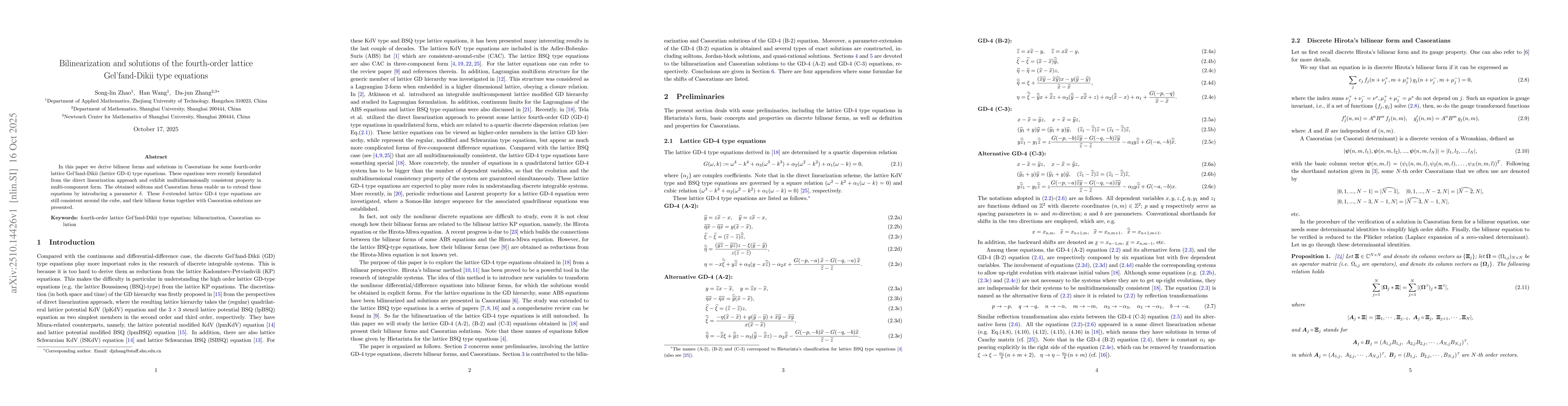 Thumbnail for Bilinearization and solutions of the fourth-order lattice Gel'fand-Dikii
  type equations