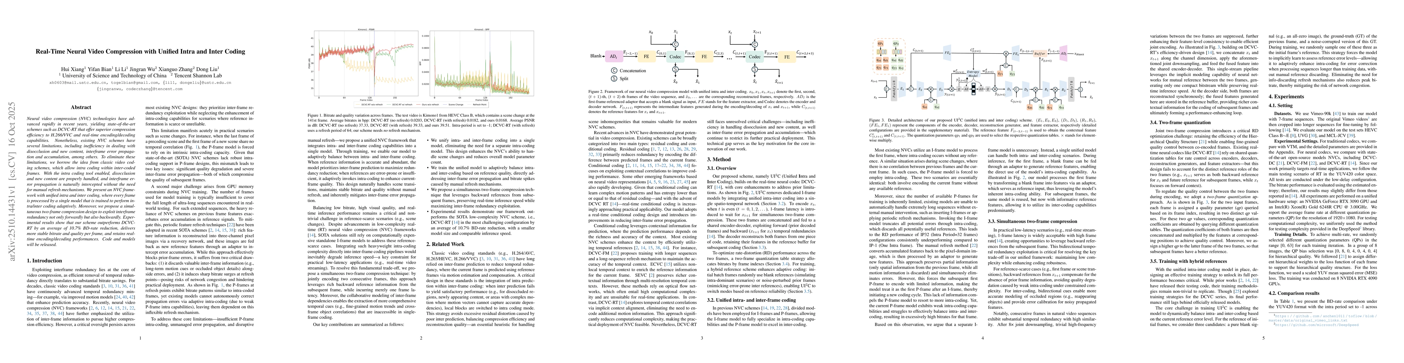 Thumbnail for Real-Time Neural Video Compression with Unified Intra and Inter Coding