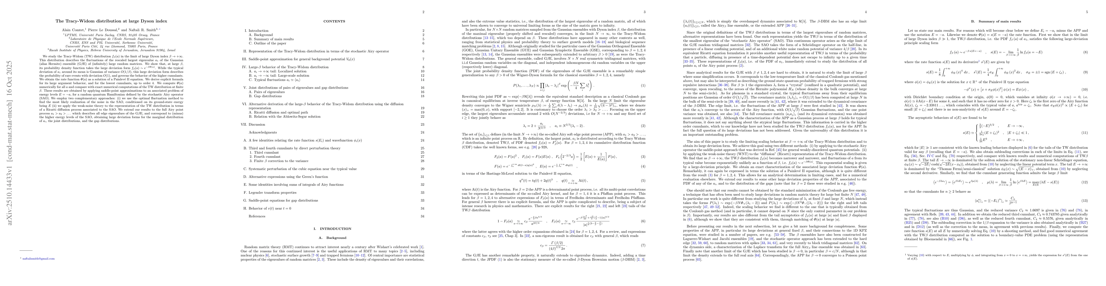 Thumbnail for The Tracy-Widom distribution at large Dyson index