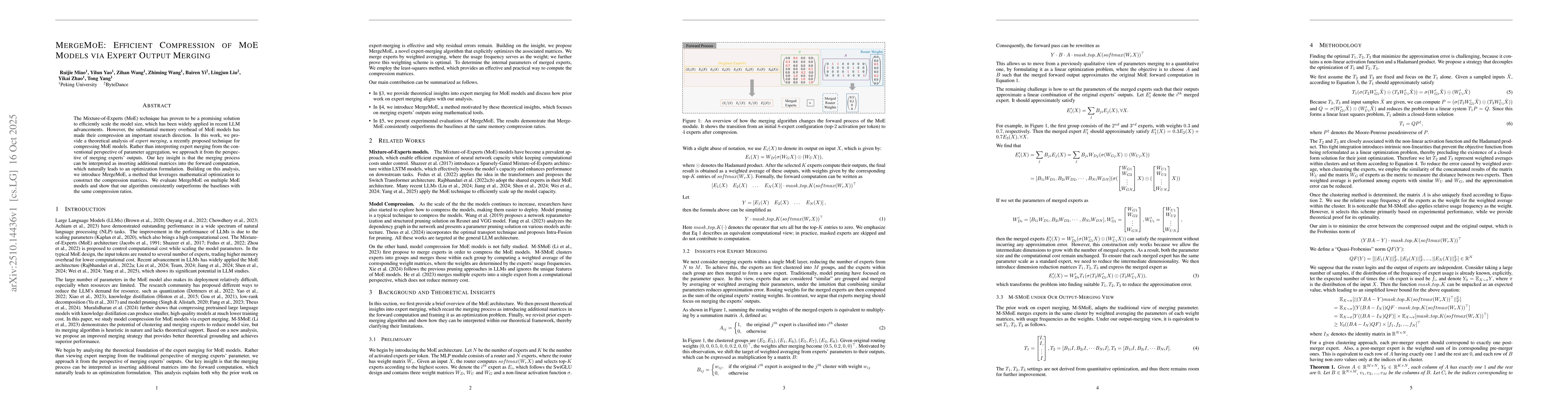 Thumbnail for MergeMoE: Efficient Compression of MoE Models via Expert Output Merging