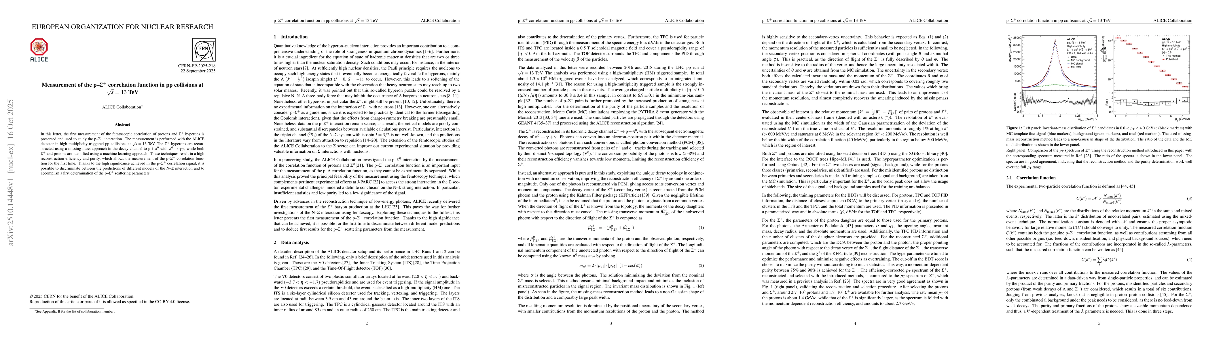 Thumbnail for Measurement of the p$-Σ^+$ correlation function in pp collisions at
  $\sqrt{\textit{s}}=13$ TeV