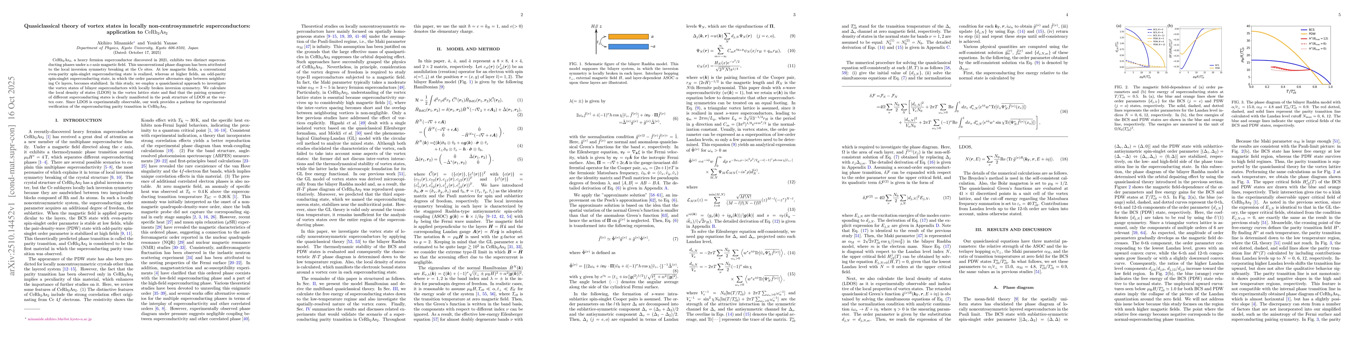 Thumbnail for Quasiclassical theory of vortex states in locally non-centrosymmetric
  superconductors: application to CeRh$_{2}$As$_{2}$