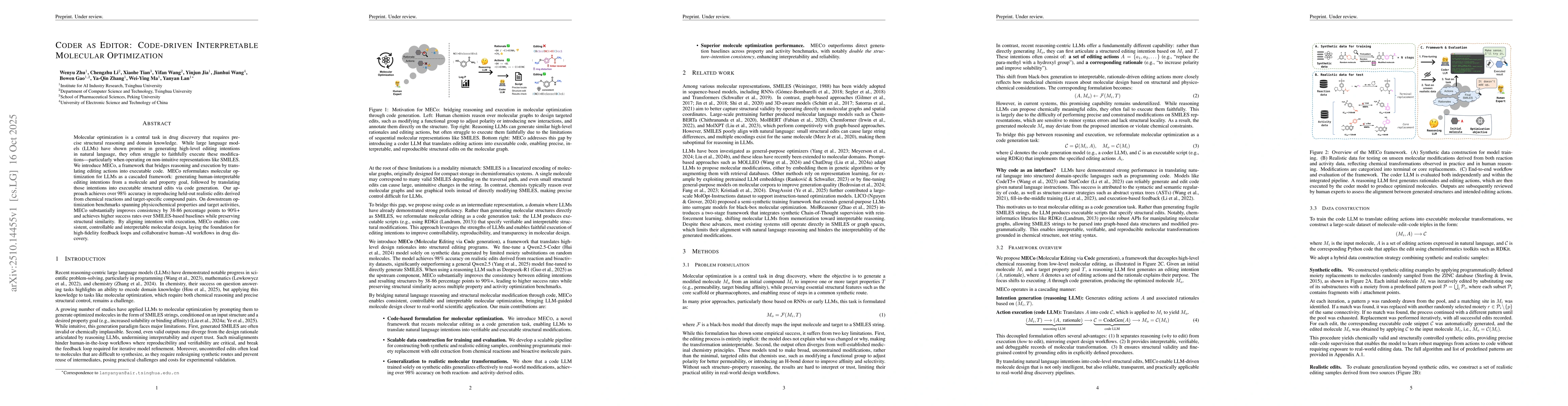 Thumbnail for Coder as Editor: Code-driven Interpretable Molecular Optimization