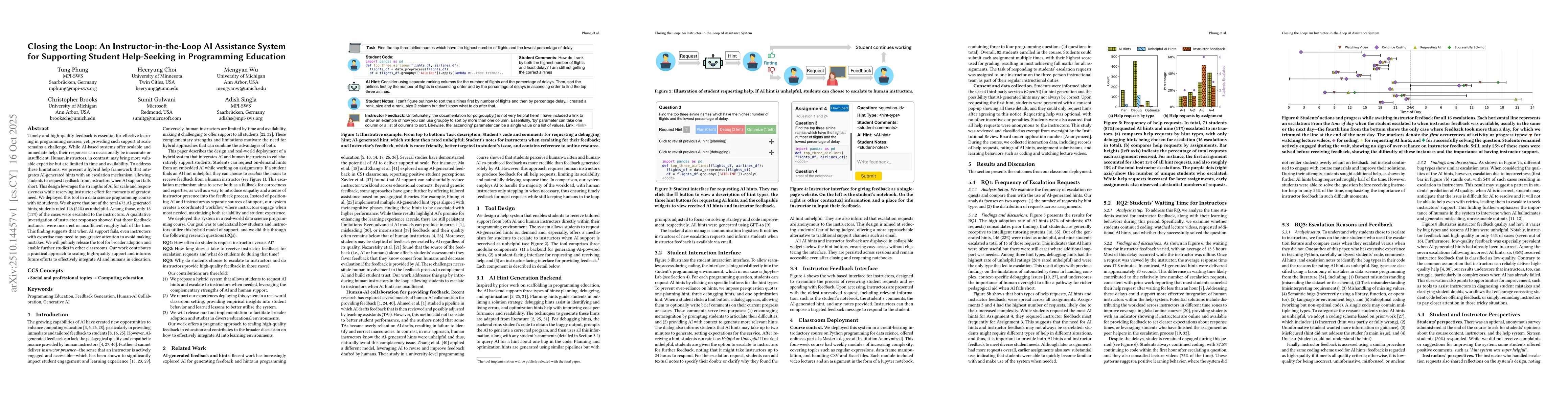 Thumbnail for Closing the Loop: An Instructor-in-the-Loop AI Assistance System for
  Supporting Student Help-Seeking in Programming Education