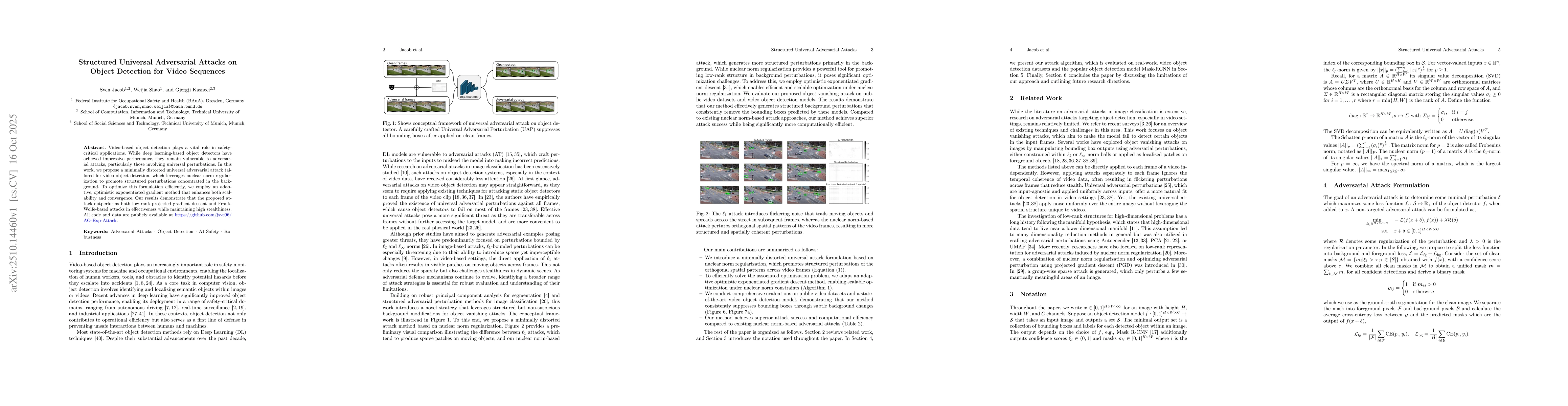 Thumbnail for Structured Universal Adversarial Attacks on Object Detection for Video
  Sequences
