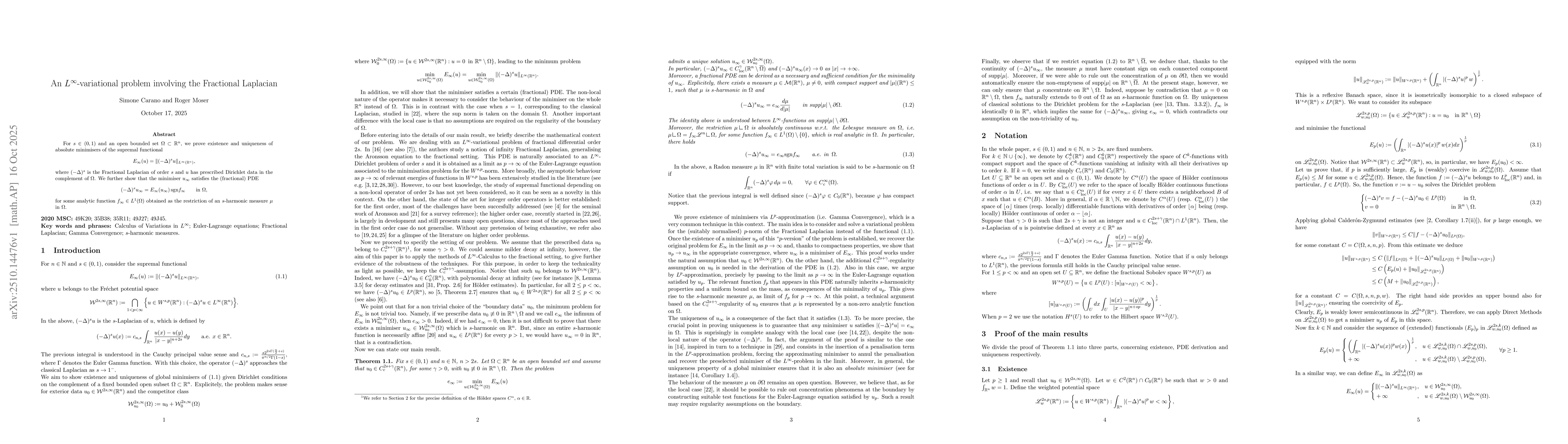 Thumbnail for An $L^\infty$-variational problem involving the Fractional Laplacian
