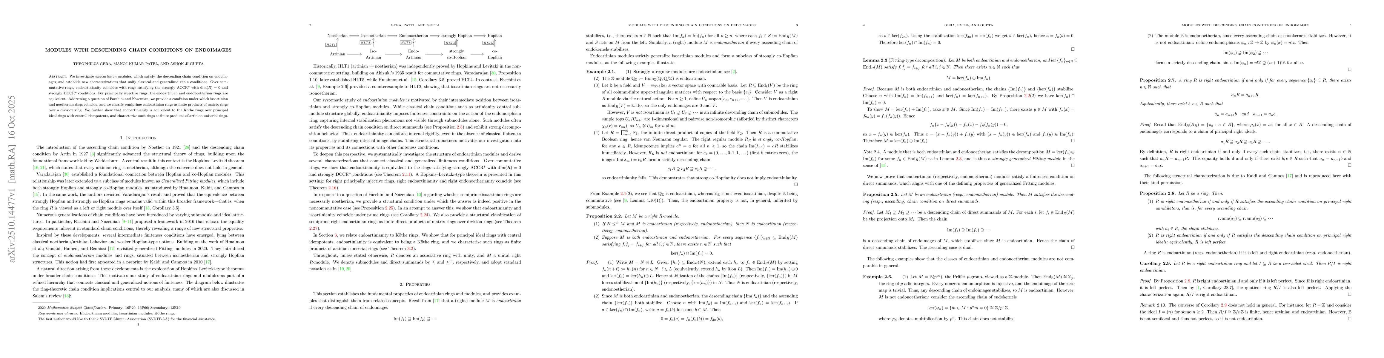 Thumbnail for Modules With Descending Chain Conditions on Endoimages
