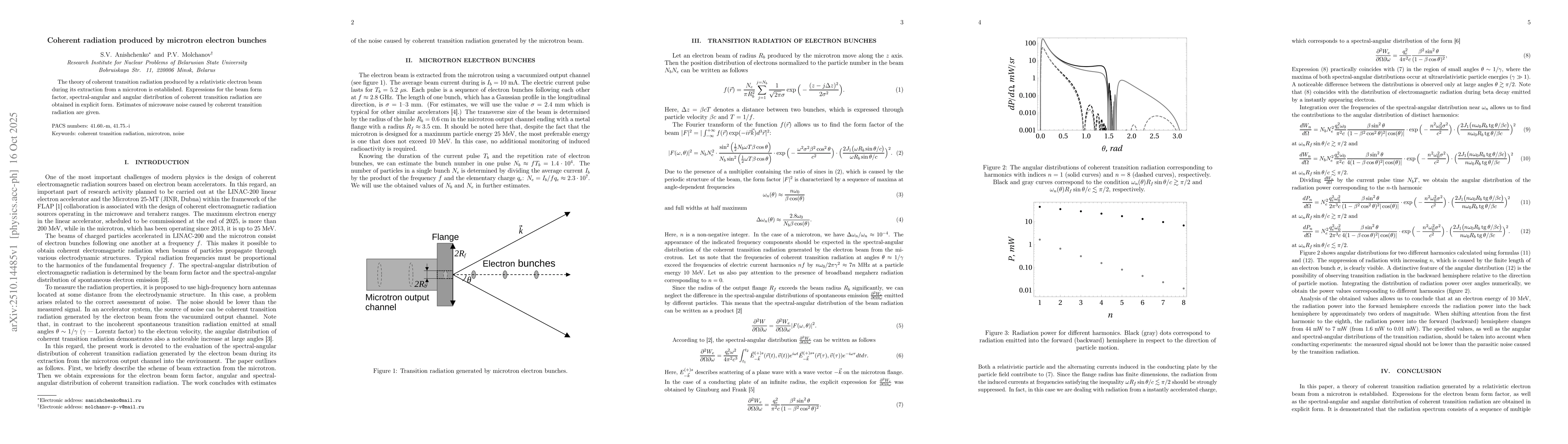 Thumbnail for Coherent radiation produced by microtron electron bunches