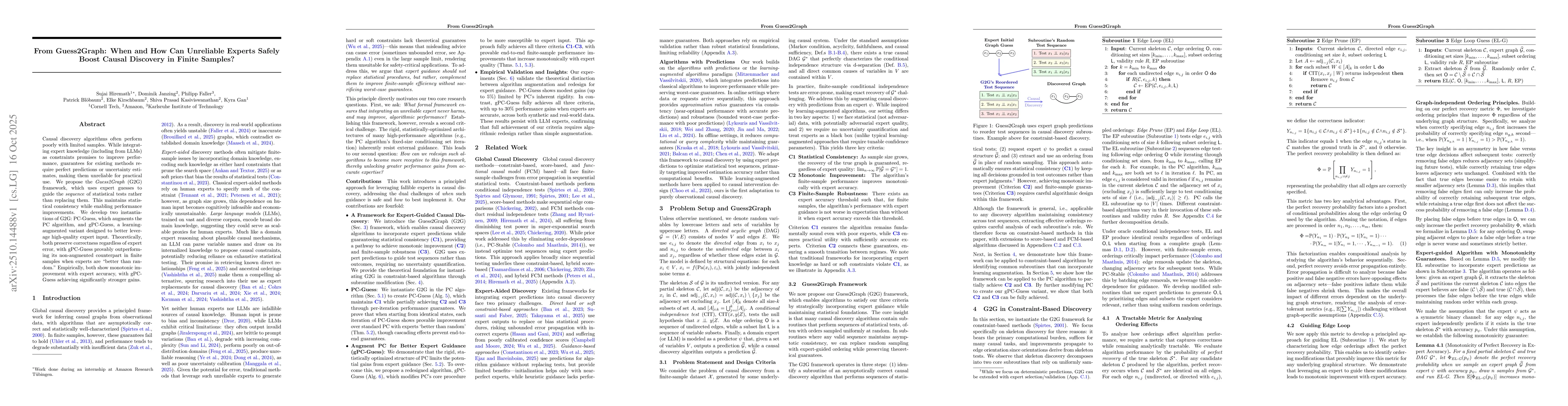 Thumbnail for From Guess2Graph: When and How Can Unreliable Experts Safely Boost
  Causal Discovery in Finite Samples?