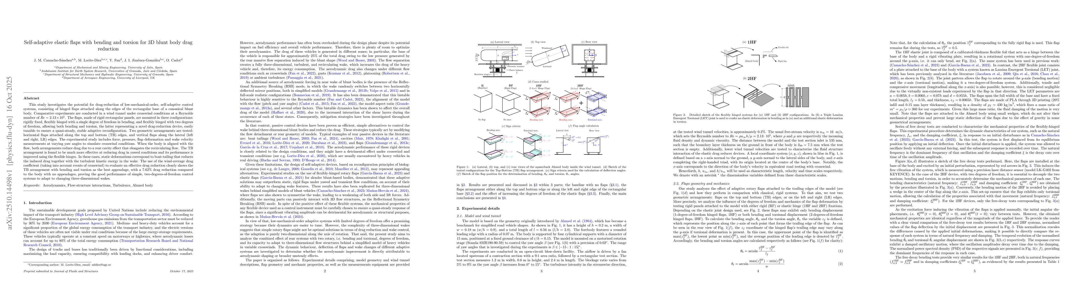 Thumbnail for Self-adaptive elastic flaps with bending and torsion for 3D blunt body
  drag reduction