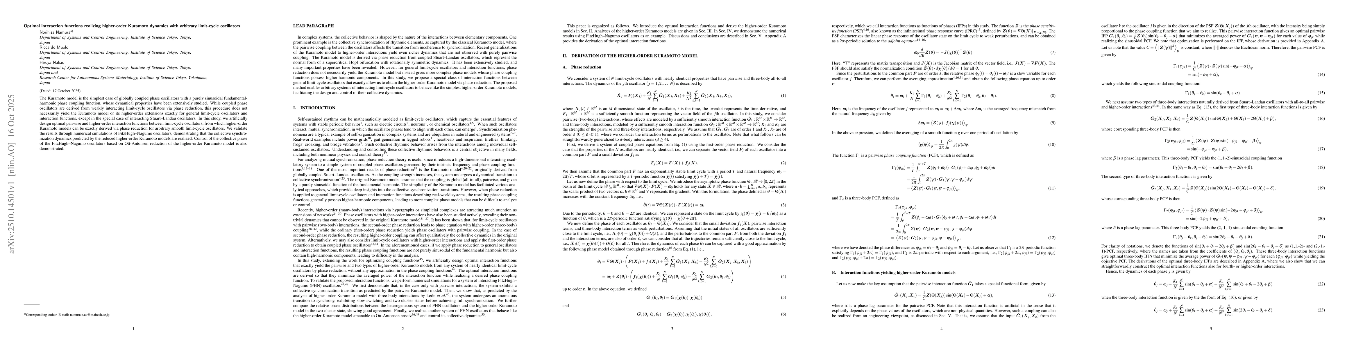 Thumbnail for Optimal interaction functions realizing higher-order Kuramoto dynamics
  with arbitrary limit-cycle oscillators