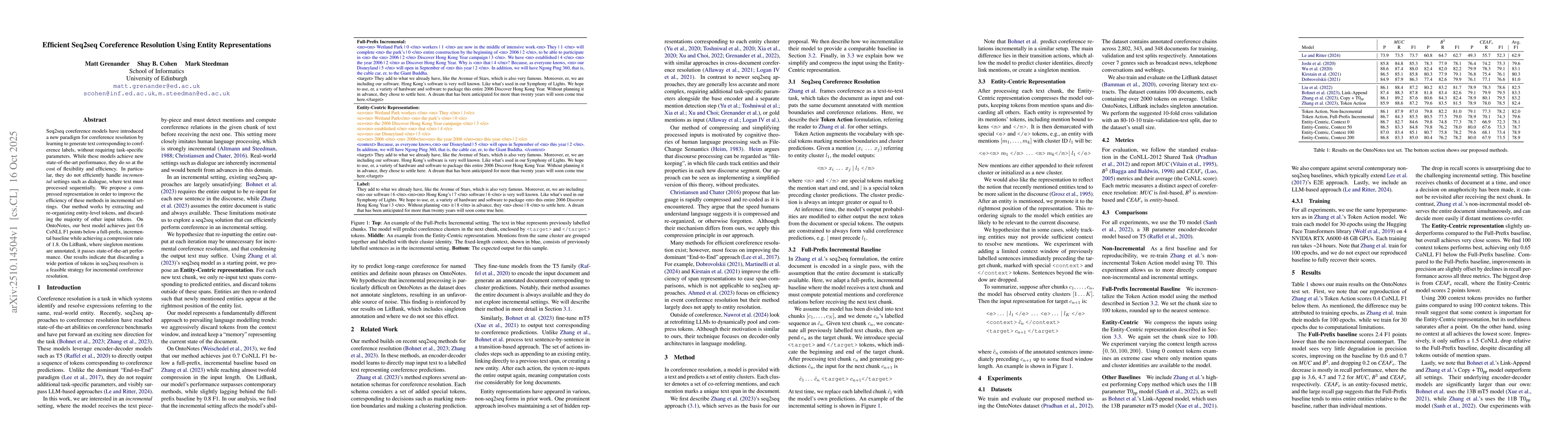 Thumbnail for Efficient Seq2seq Coreference Resolution Using Entity Representations