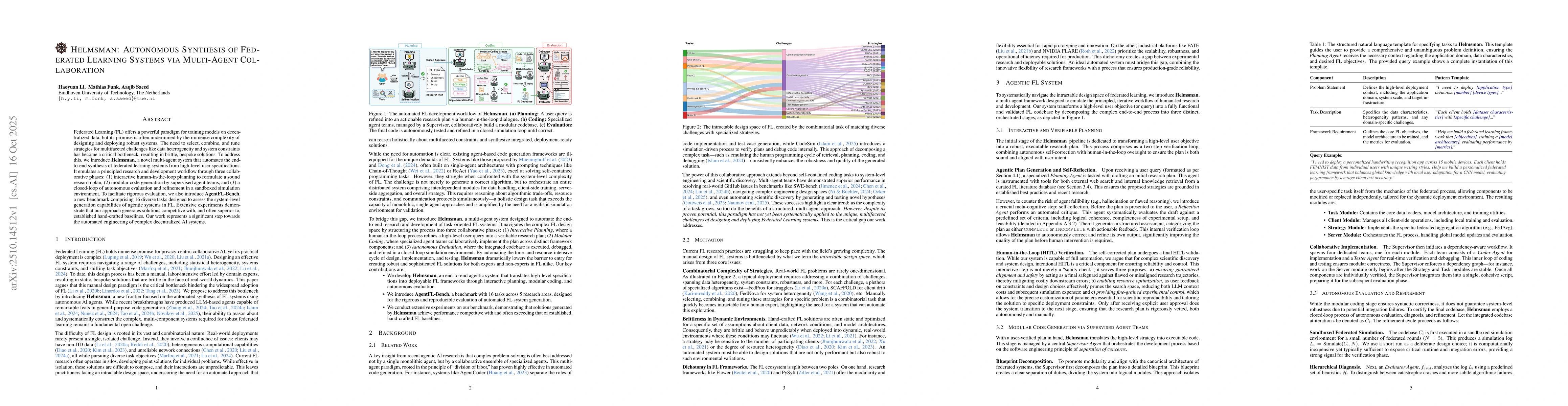 Thumbnail for Helmsman: Autonomous Synthesis of Federated Learning Systems via
  Multi-Agent Collaboration
