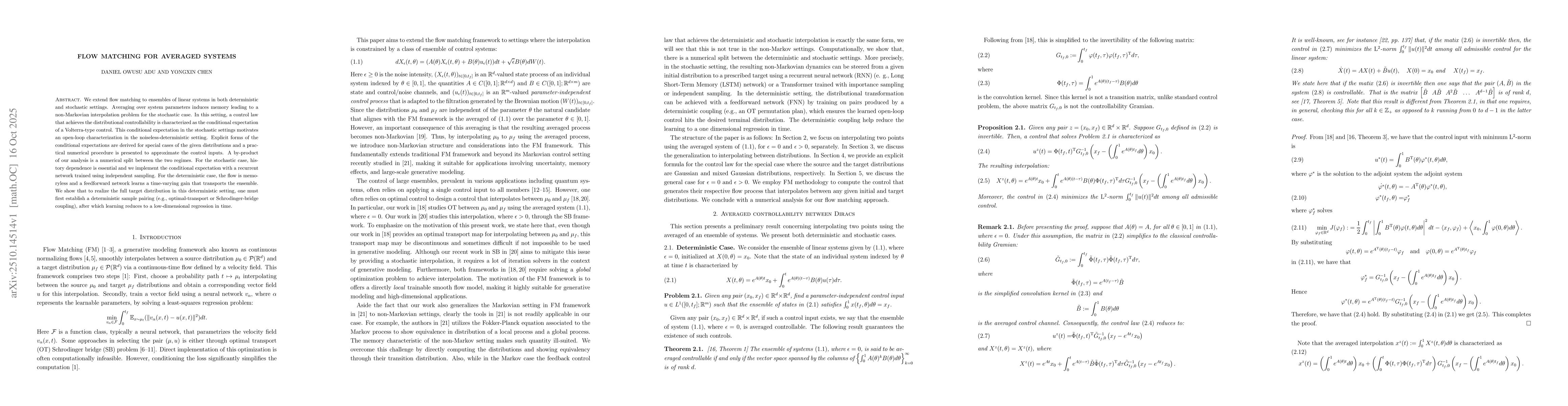 Thumbnail for Flow Matching for Averaged Systems