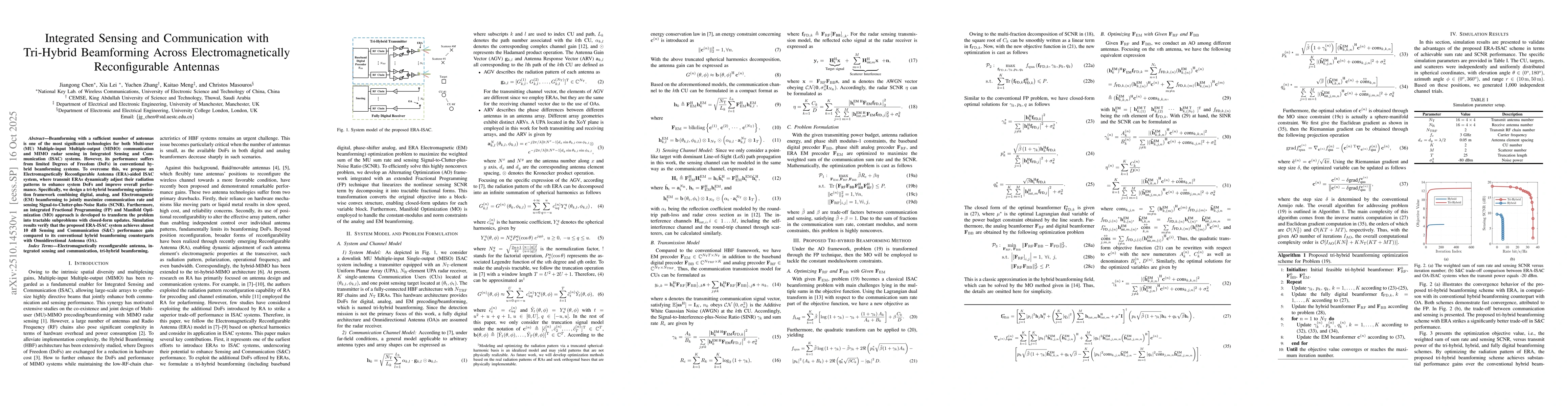 Thumbnail for Integrated Sensing and Communication with Tri-Hybrid Beamforming Across
  Electromagnetically Reconfigurable Antennas