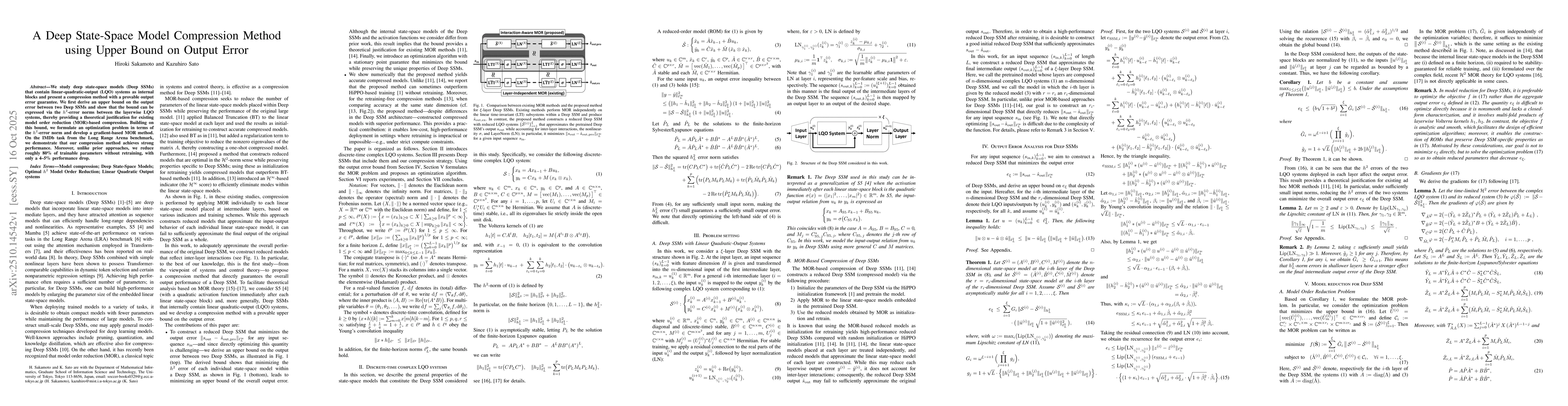 Thumbnail for A Deep State-Space Model Compression Method using Upper Bound on Output
  Error
