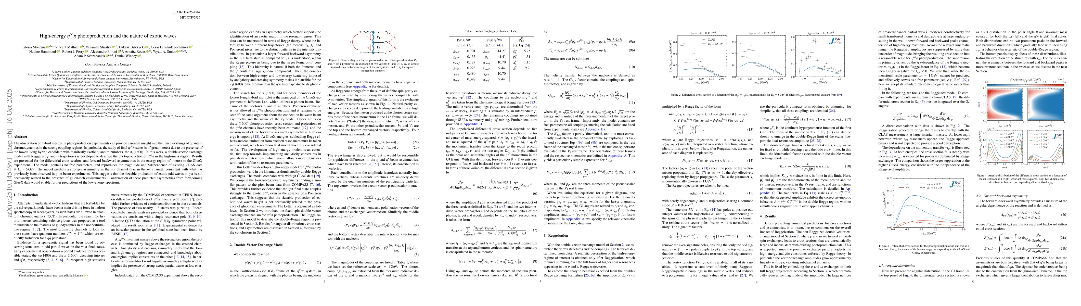 Thumbnail for High-energy $η^{(\prime)}π$ photoproduction and the nature of
  exotic waves