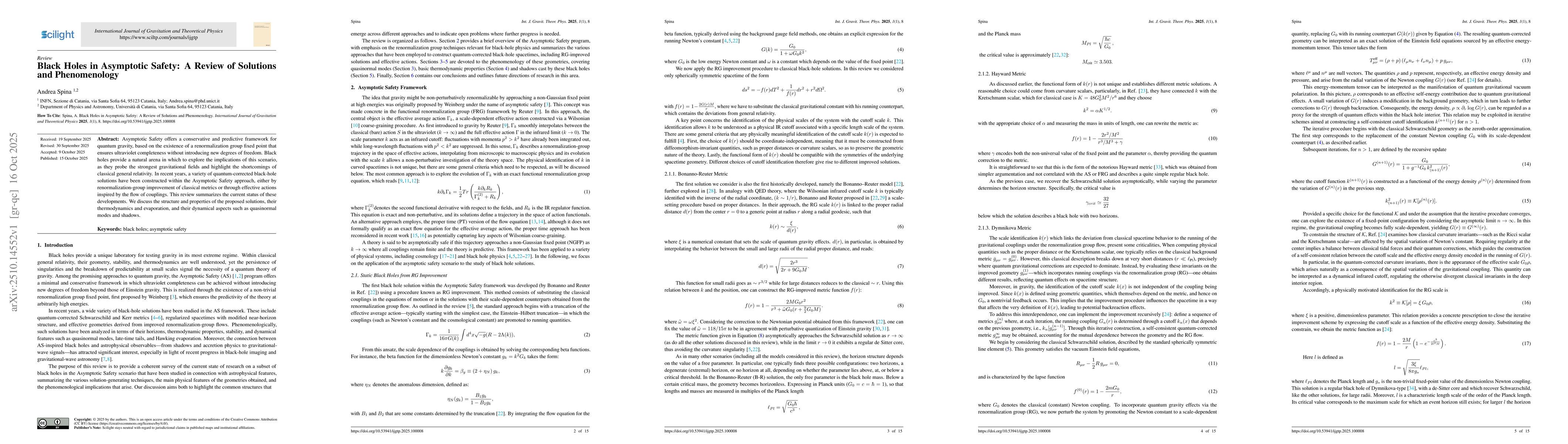 Thumbnail for Black Holes in Asymptotic Safety: A Review of Solutions and
  Phenomenology