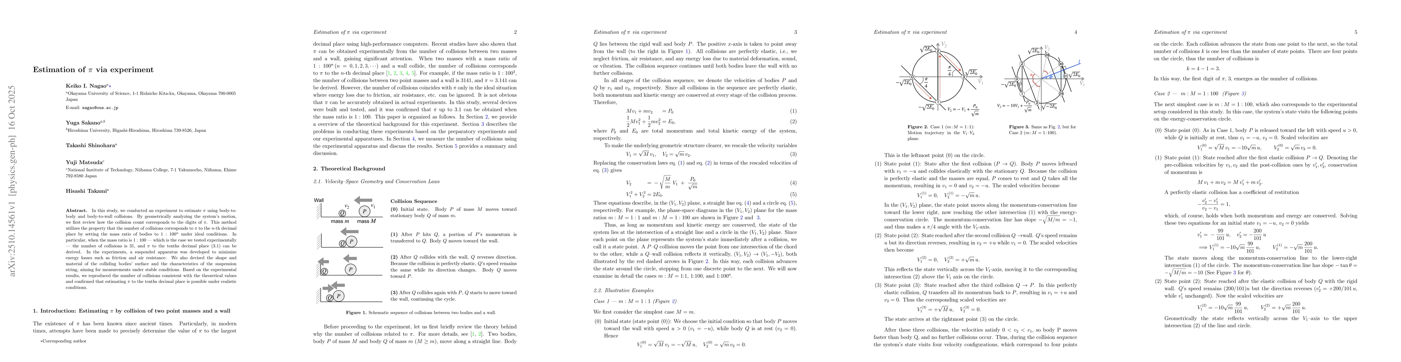 Thumbnail for Estimation of $π$ via experiment
