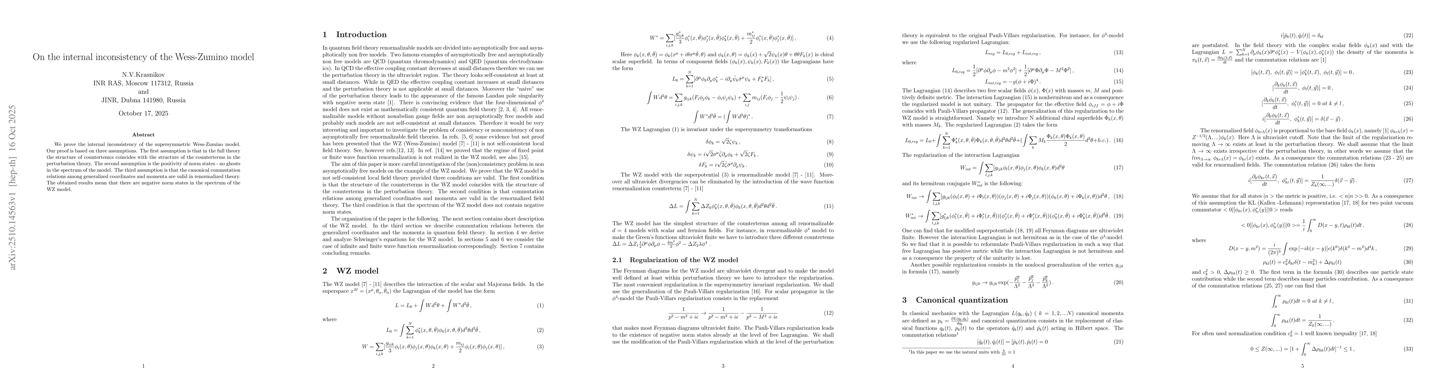 Thumbnail for On the internal inconsistency of the Wess-Zumino model