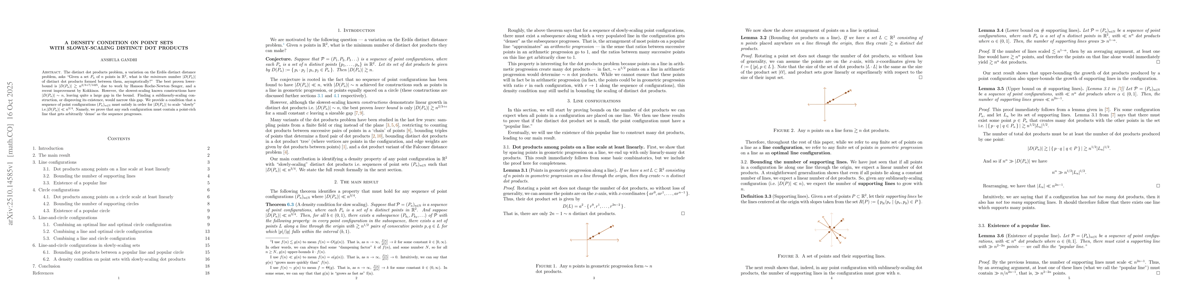 Thumbnail for A Density Condition on Point Sets with Slowly-Scaling Distinct Dot
  Products