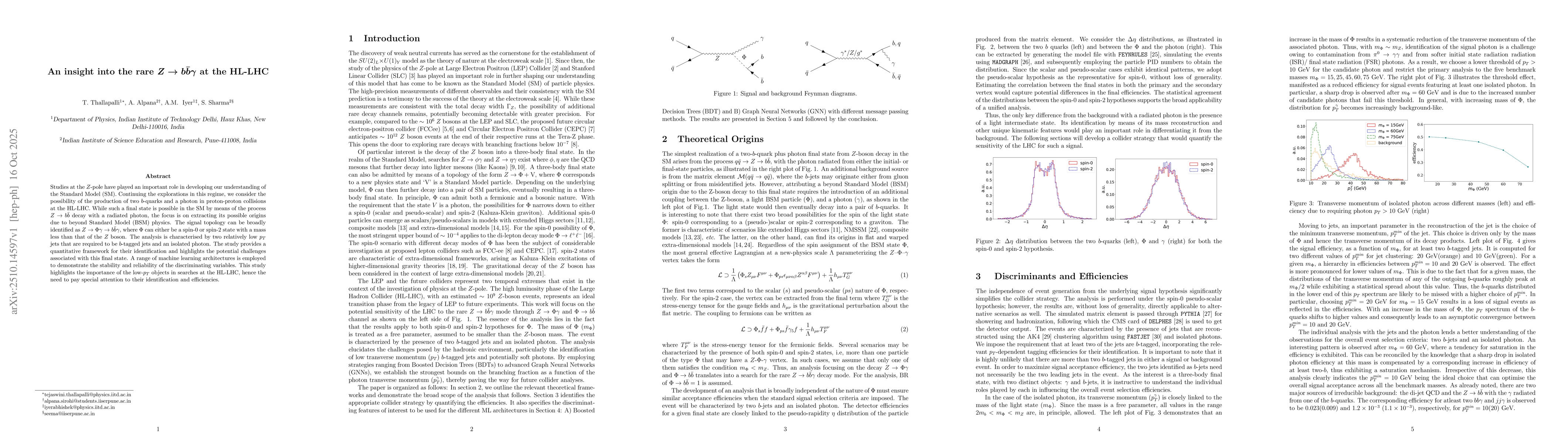 Thumbnail for An insight into the rare $Z\rightarrow b \bar{b}γ$ at the HL-LHC