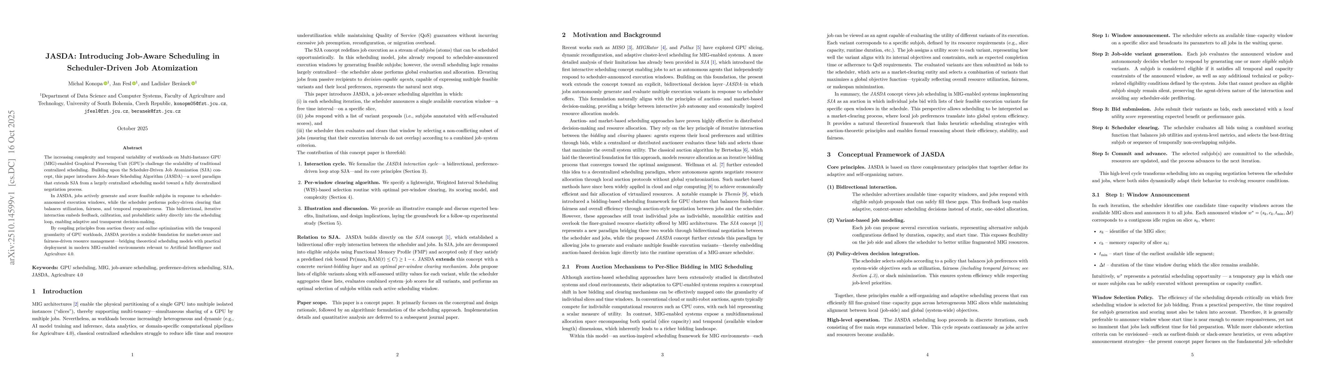 Thumbnail for JASDA: Introducing Job-Aware Scheduling in Scheduler-Driven Job
  Atomization
