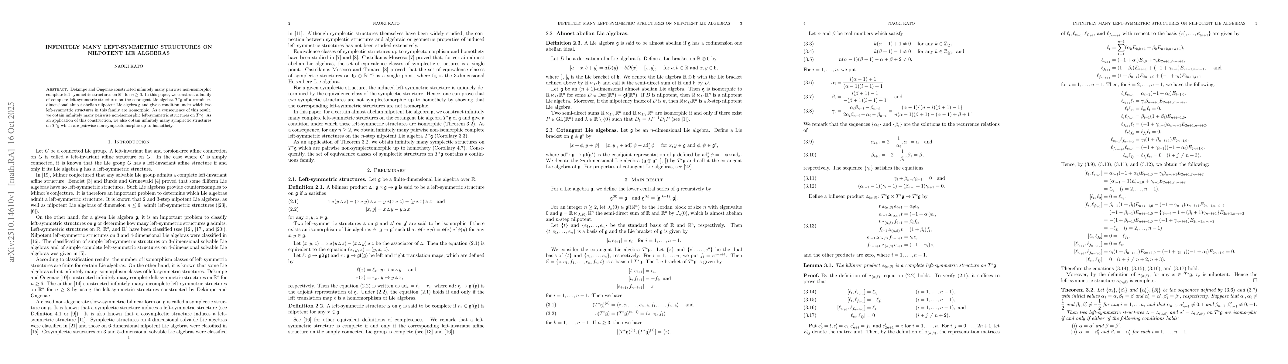 Thumbnail for Infinitely many left-symmetric structures on nilpotent Lie algebras