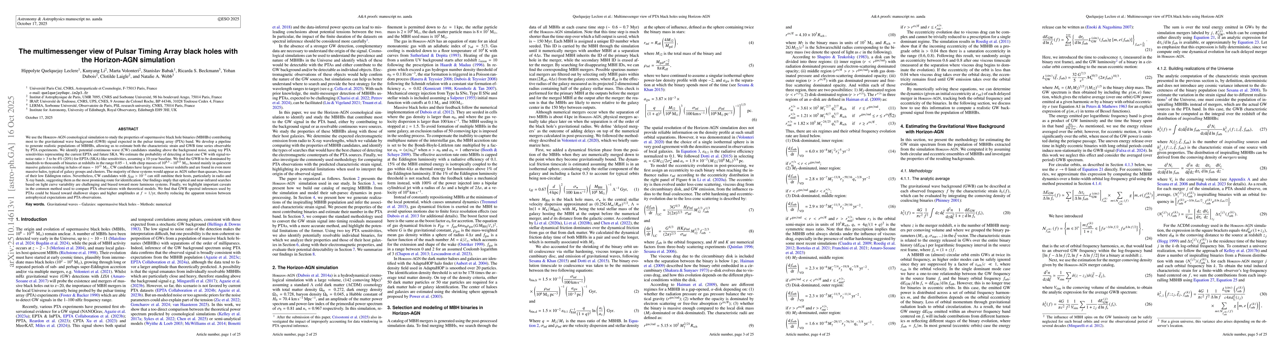 Thumbnail for The multimessenger view of Pulsar Timing Array black holes with the
  Horizon-AGN simulation