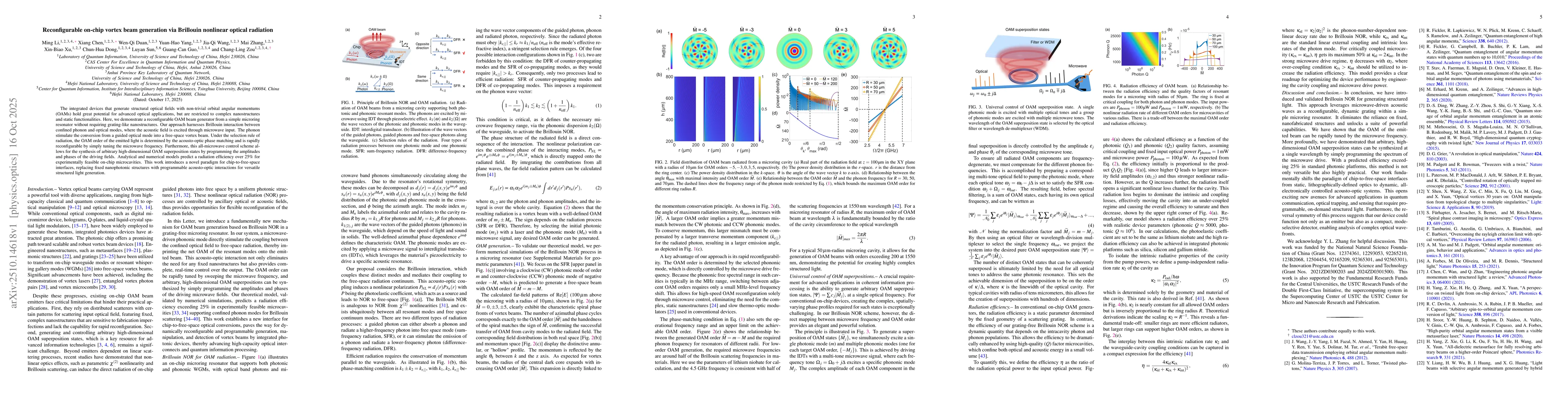 Thumbnail for Reconfigurable on-chip vortex beam generation via Brillouin nonlinear
  optical radiation