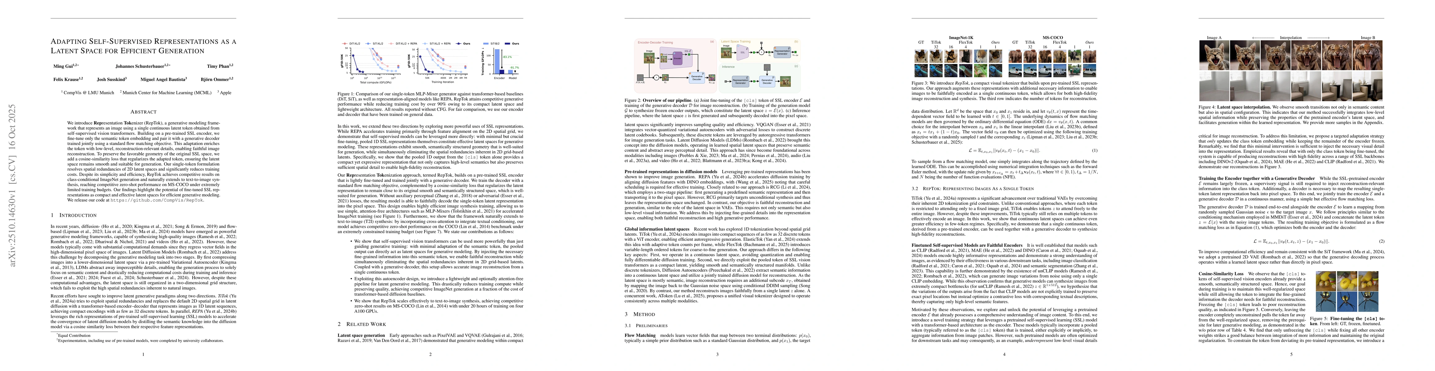 Thumbnail for Adapting Self-Supervised Representations as a Latent Space for Efficient
  Generation