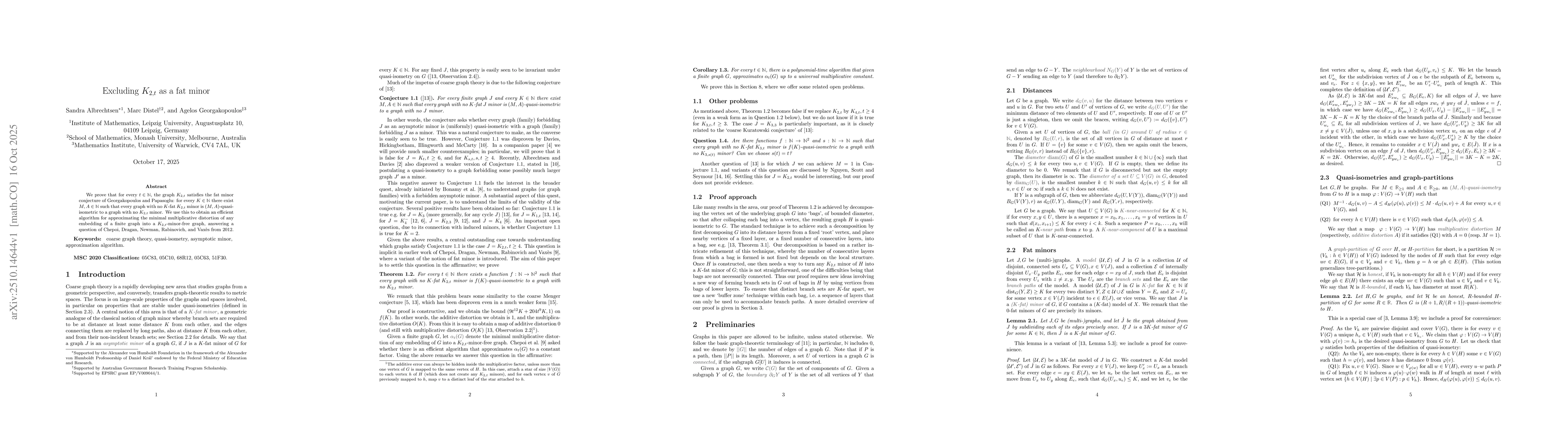 Thumbnail for Excluding $K_{2,t}$ as a fat minor