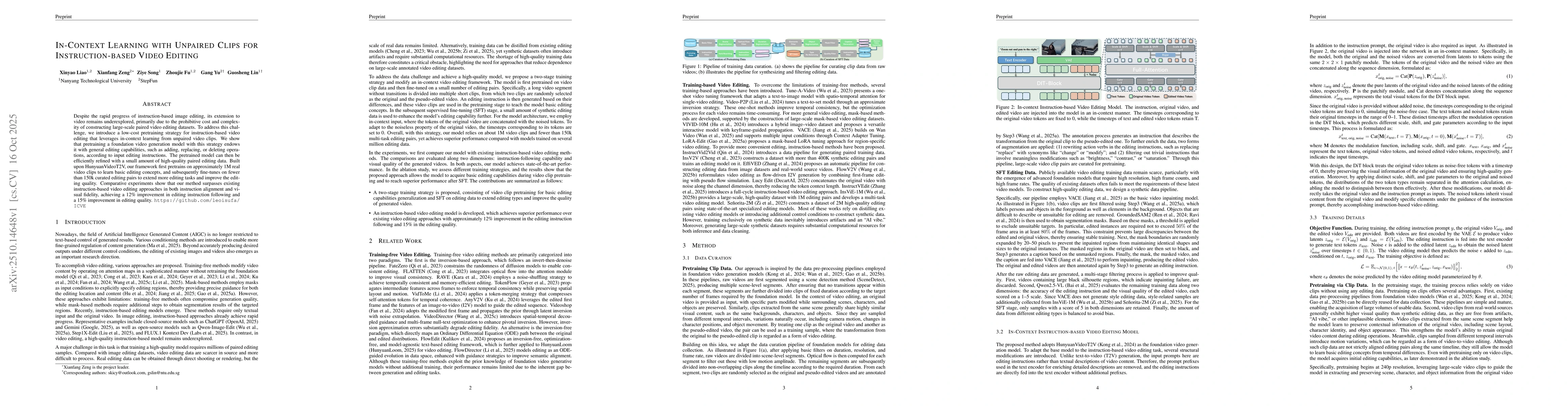 Thumbnail for In-Context Learning with Unpaired Clips for Instruction-based Video
  Editing