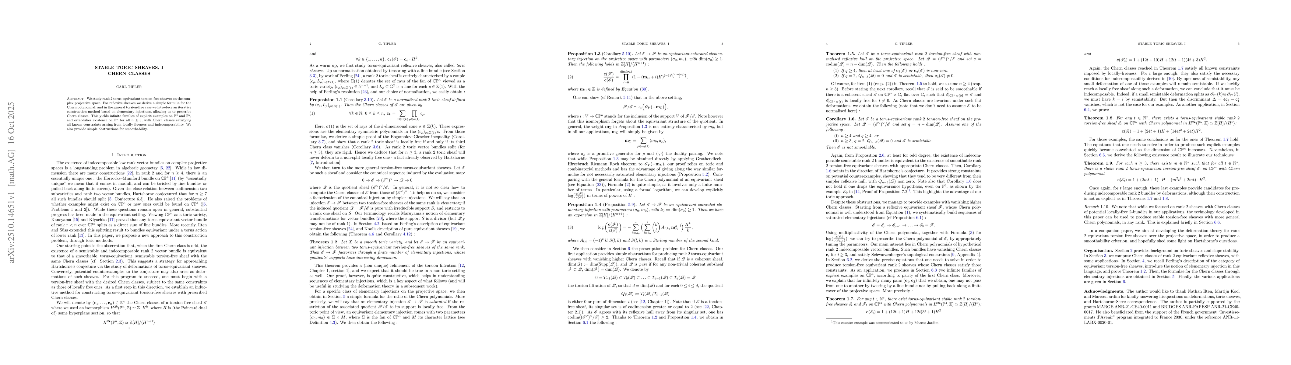 Thumbnail for Stable toric sheaves. I : Chern classes