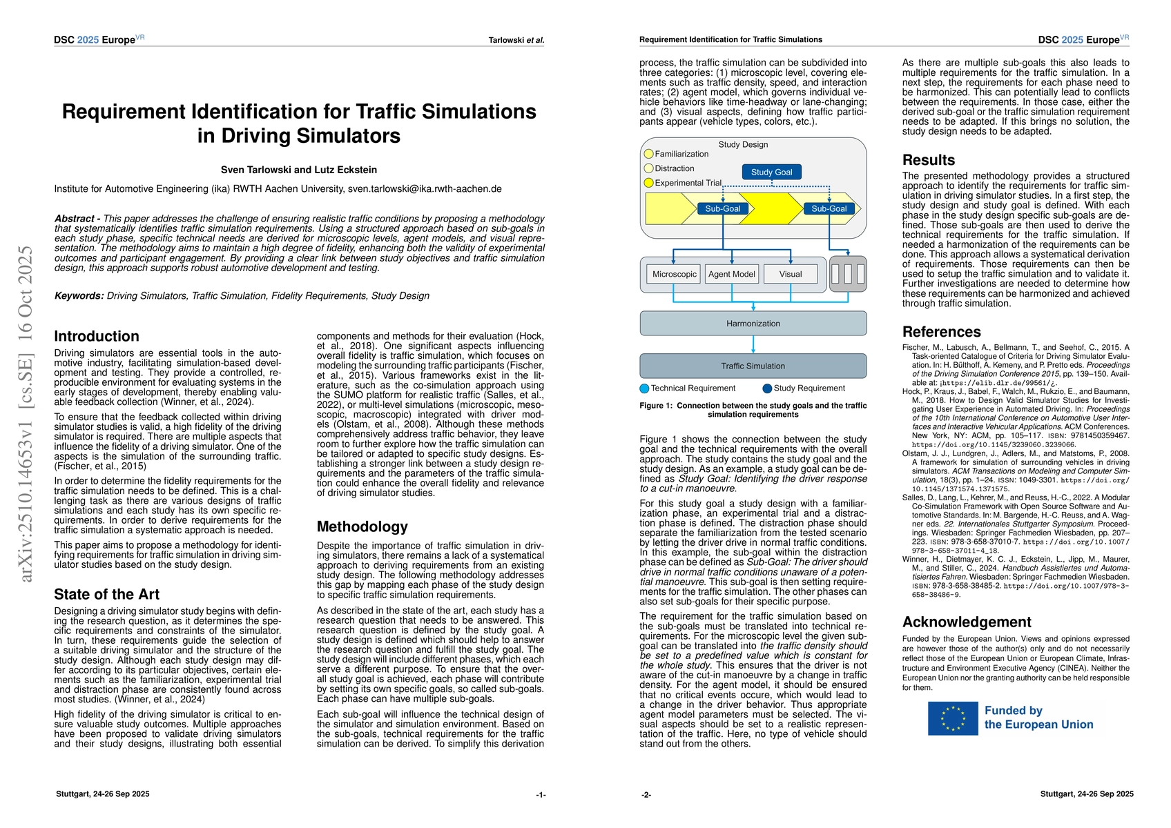 Thumbnail for Requirement Identification for Traffic Simulations in Driving Simulators