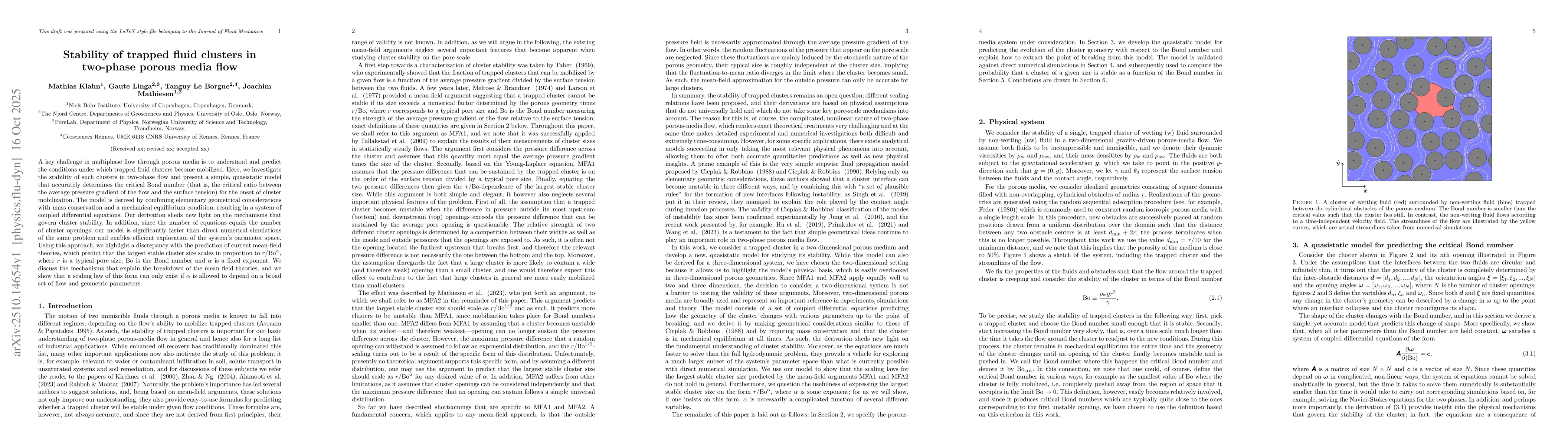 Thumbnail for Stability of trapped fluid clusters in two-phase porous media flow