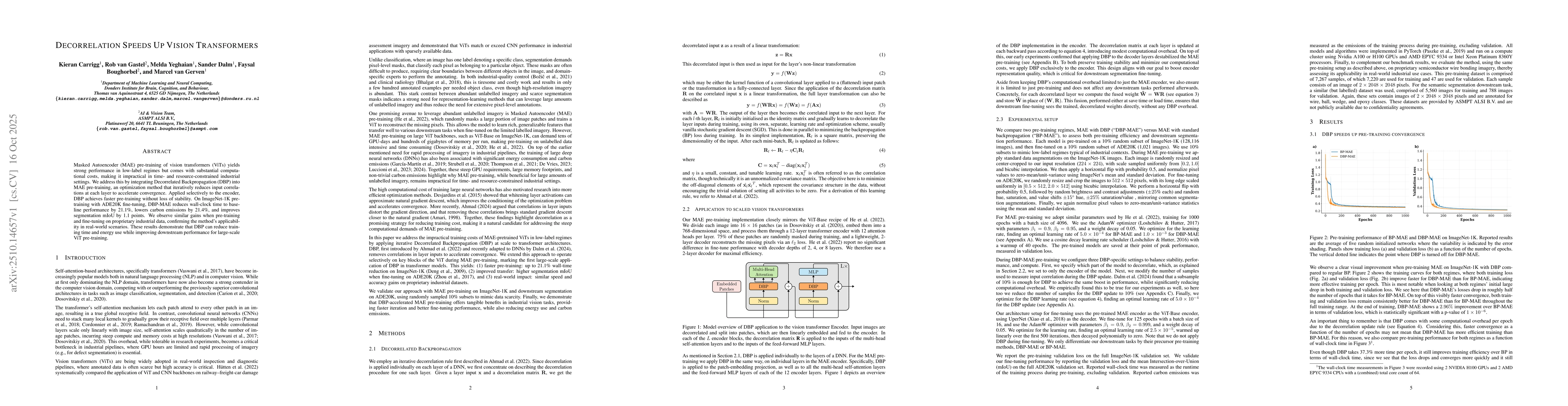 Thumbnail for Decorrelation Speeds Up Vision Transformers
