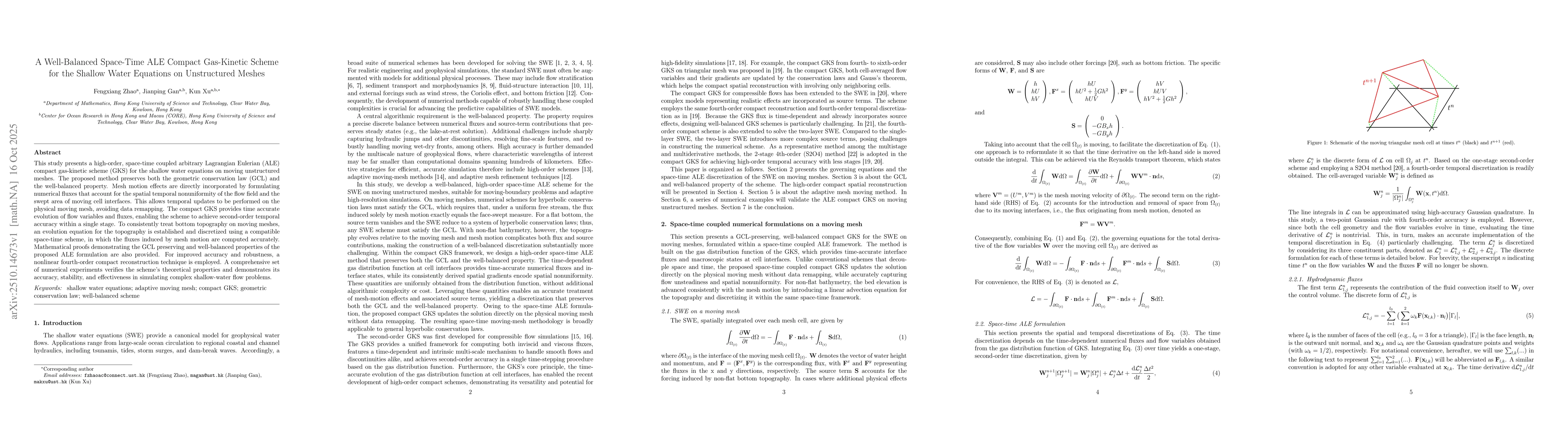 Thumbnail for A Well-Balanced Space-Time ALE Compact Gas-Kinetic Scheme for the
  Shallow Water Equations on Unstructured Meshes