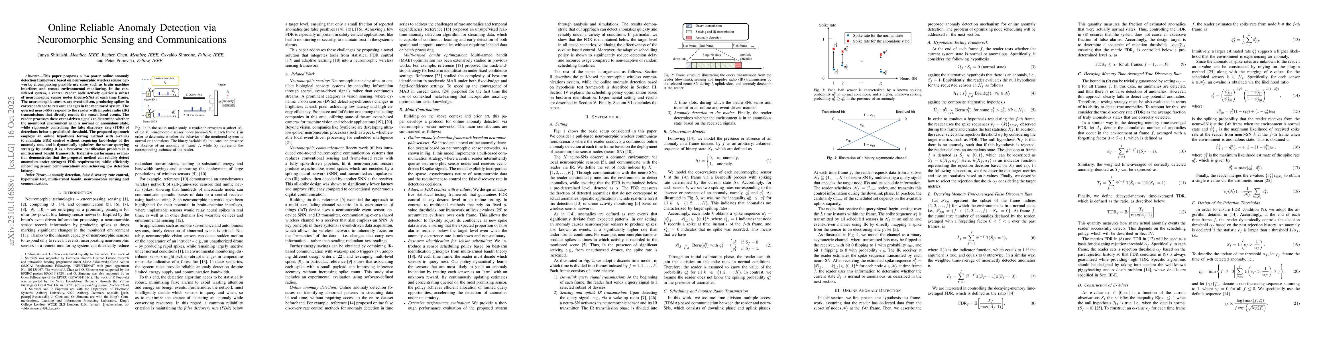 Thumbnail for Online Reliable Anomaly Detection via Neuromorphic Sensing and
  Communications