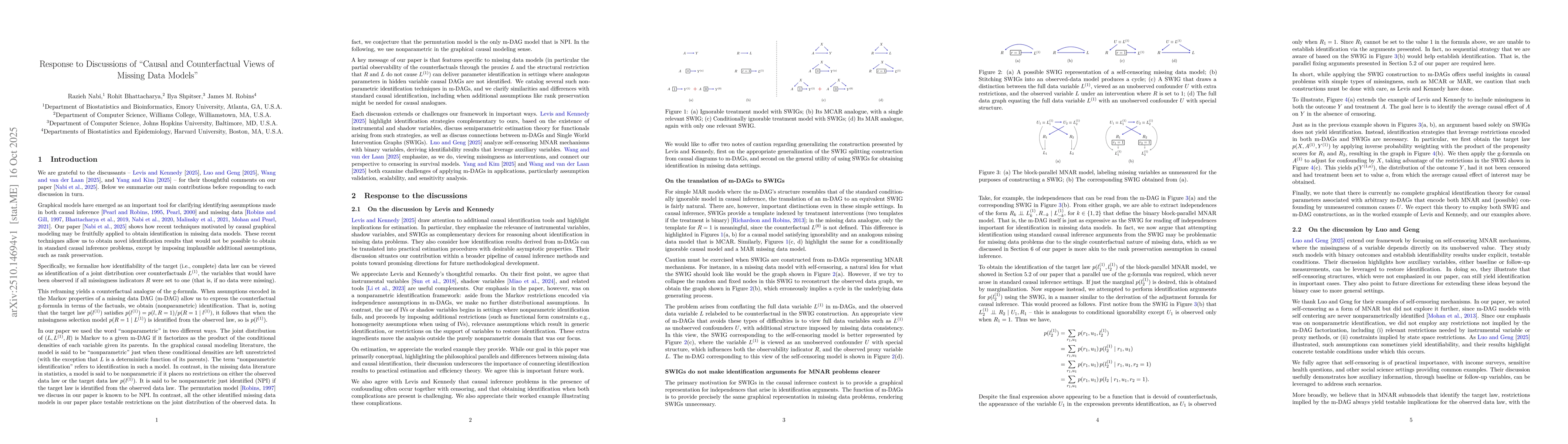 Thumbnail for Response to Discussions of "Causal and Counterfactual Views of Missing
  Data Models"