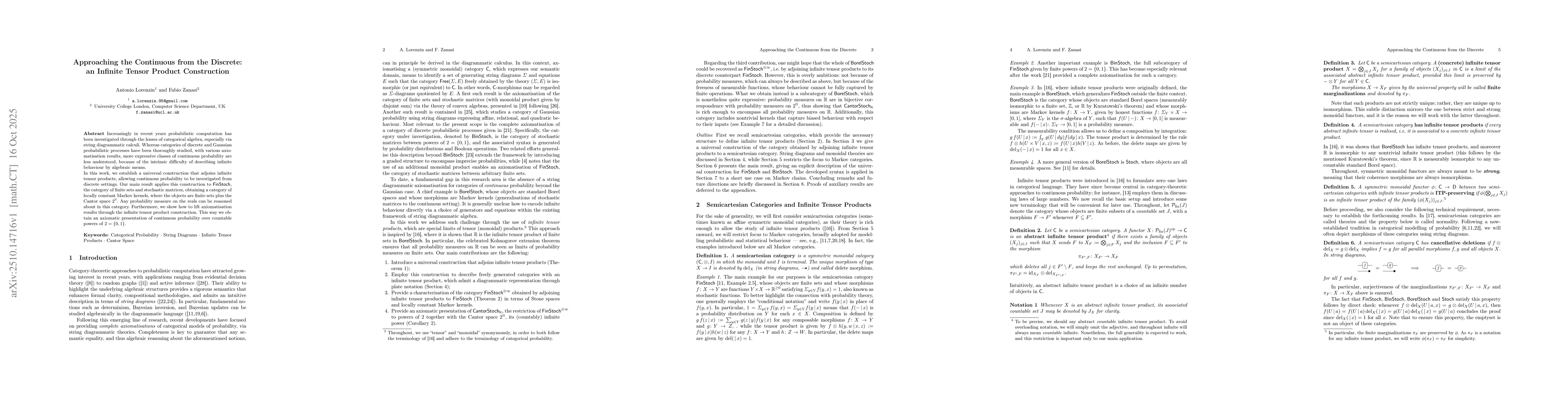 Thumbnail for Approaching the Continuous from the Discrete: an Infinite Tensor Product
  Construction